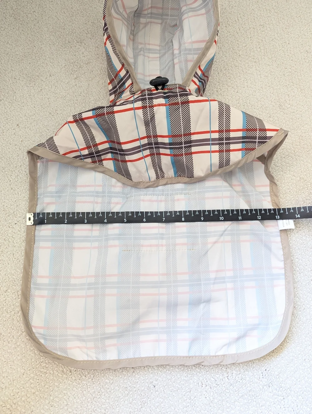 Plaid Velcro Rain Coat with Reflective Accents For Small Dog